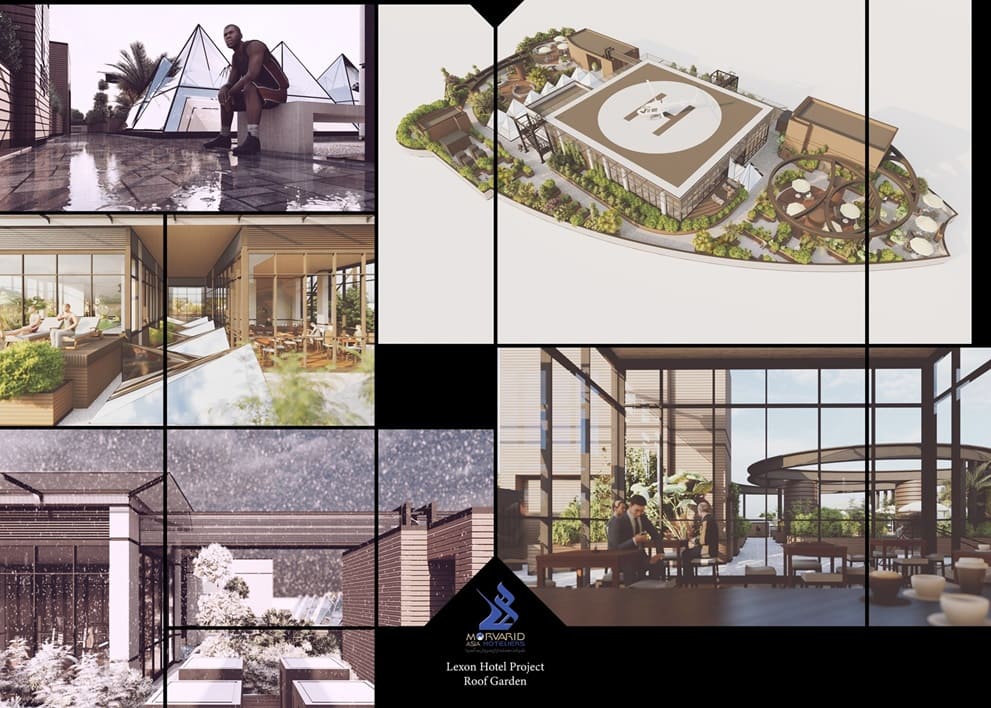 رندر هلی پورت تجاری هتل و روف گاردن لکسون