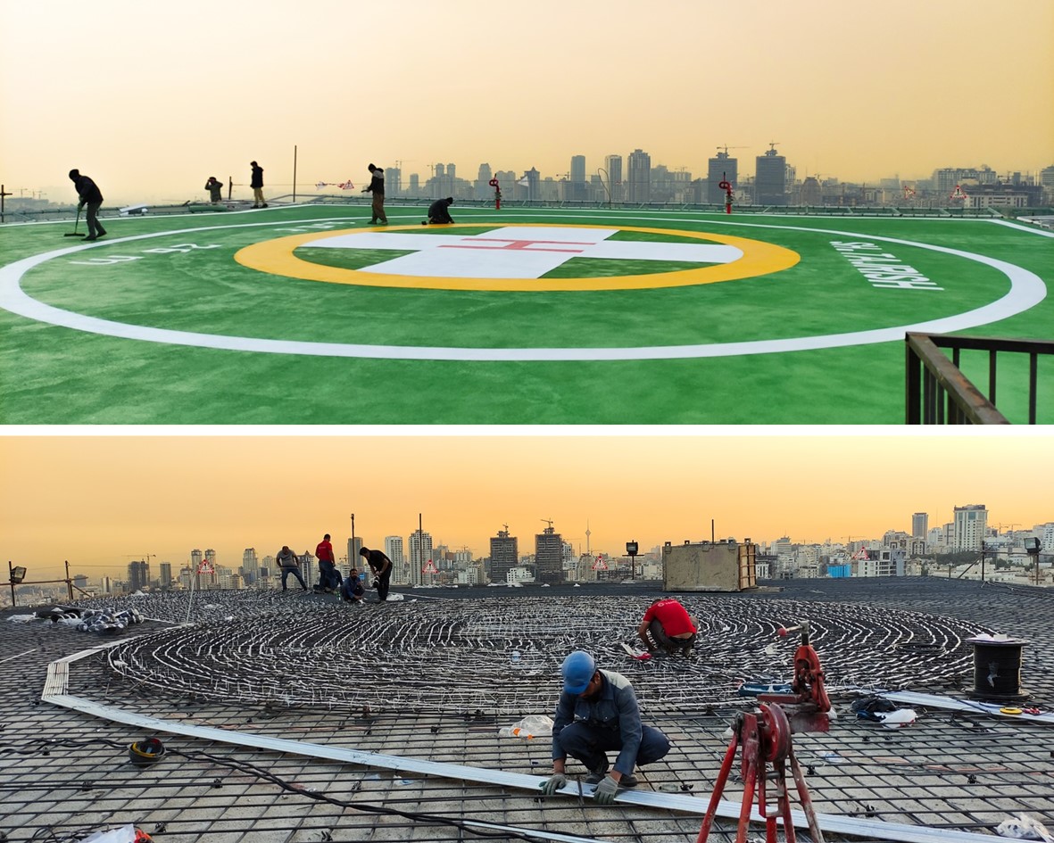 ساخت و عایق و رنگ آمیزی هلی پورت بیمارستانی